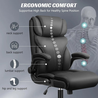 US Office Chair, Ergonomic Big and Tall Computer Desk Chairs, Executive Breathable Leather Chair with Adjustable High Back