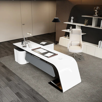Executive L-Shaped Office Desk, Study Console Desk with Seating, Reading Table,Office Furniture