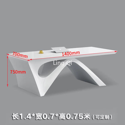 Designer Long Straight Office Desk White Vanity Girl Boss Drafting Computer Desks Cute Reception Bureau Meuble Home Furniture