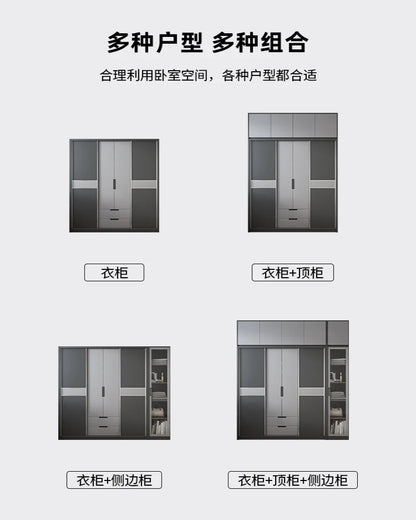Simple bedroom sliding door wardrobe, modern household economy three door coat cabinet, sliding door storage cabinet