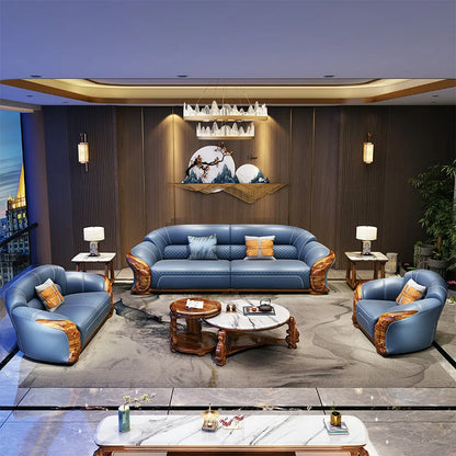 Modern minimalist solid wood sofa creative design, top layer extra thick cowhide sofa, living room