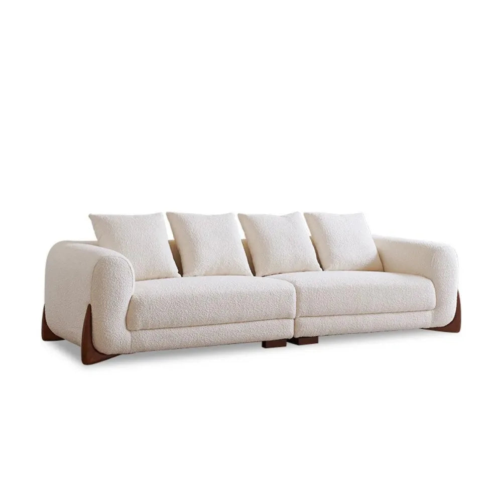 High Quality Lambswool Sofa Lazy Love Seat Unusual Straight Soft Couch Wood Legs Reading 3 Seat Sofa Muebles Home Furniture