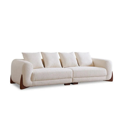 High Quality Lambswool Sofa Lazy Love Seat Unusual Straight Soft Couch Wood Legs Reading 3 Seat Sofa Muebles Home Furniture