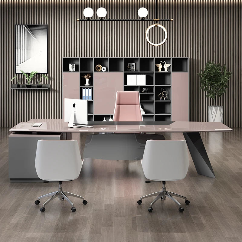 Pink Drawers Office Desks Reception Vanity Keyboard Conference Office Desks Modern European Scrivania Ufficio Lavoro Furnitures