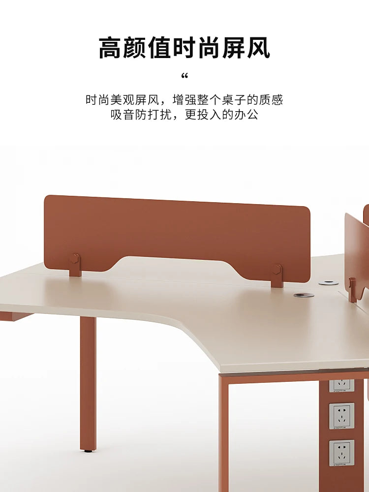 Special-shaped creative desk, simple staff seat 6 people, office booth 3 people, open office desk and chair combination