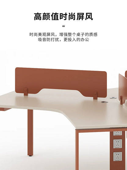 Special-shaped creative desk, simple staff seat 6 people, office booth 3 people, open office desk and chair combination