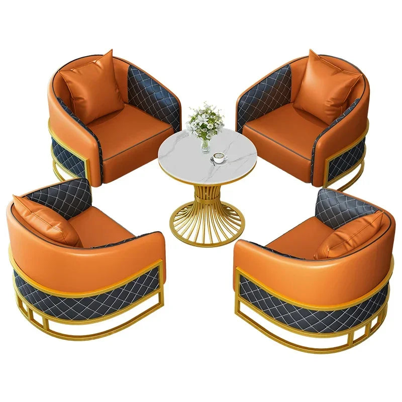Light luxury Leisure Inn Hotel lobby reception sales office to negotiate tables and chairs office leather sofa coffee table set