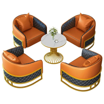 Light luxury Leisure Inn Hotel lobby reception sales office to negotiate tables and chairs office leather sofa coffee table set