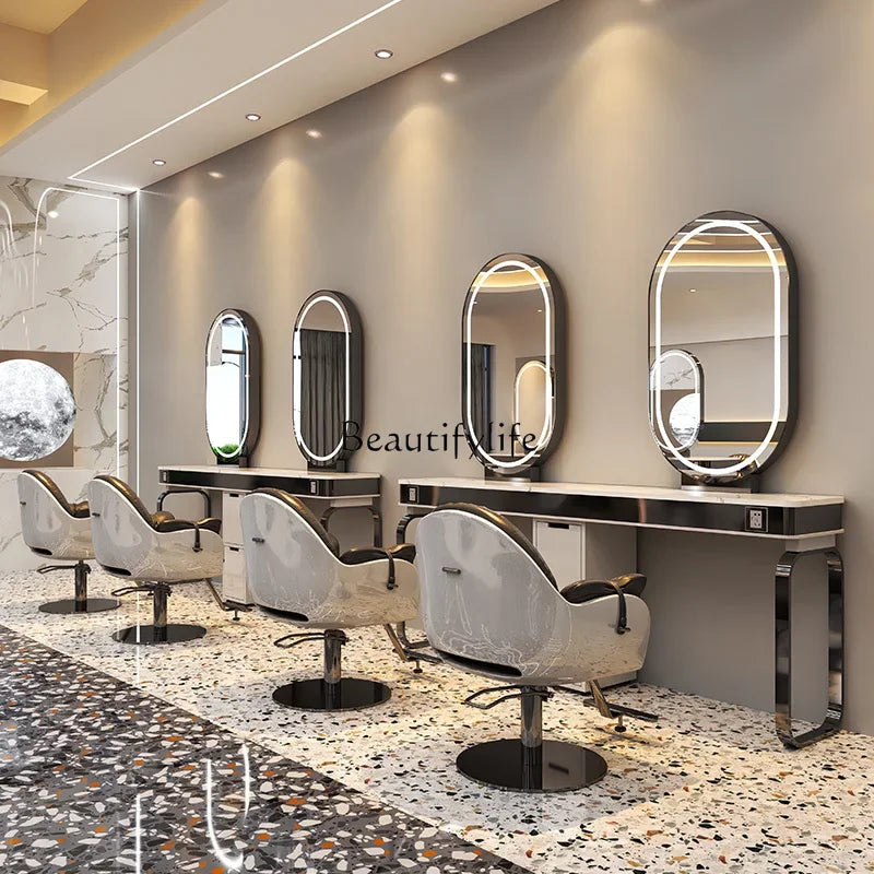 For Hair Salon Stainless Steel Single-Sided Double-Sided Marble Hot Dyeing Hair Cutting Mirror