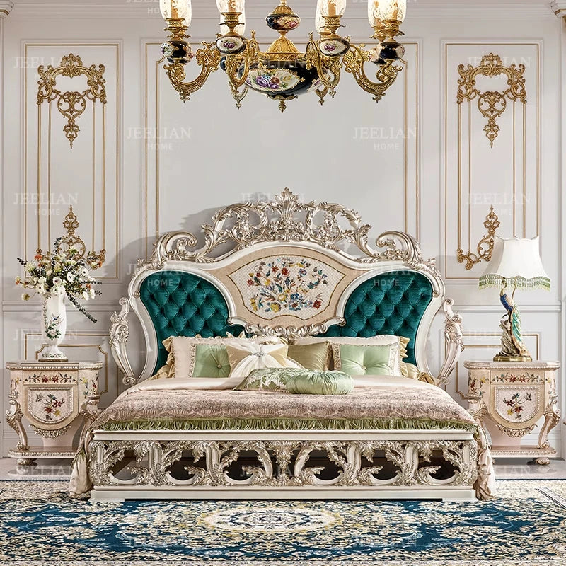 Luxury French court style Villa home Double bed shell parquet bedroom Queen bed
