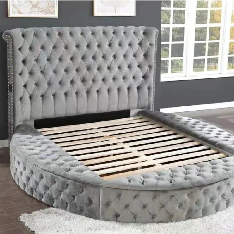 European Princess Round Bed – Unique Elegant Black Queen Double Bed