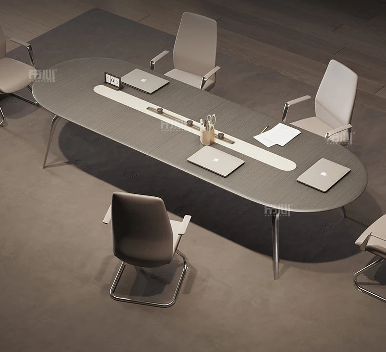 Simple Modern Oval Conference Table and Chair Combination