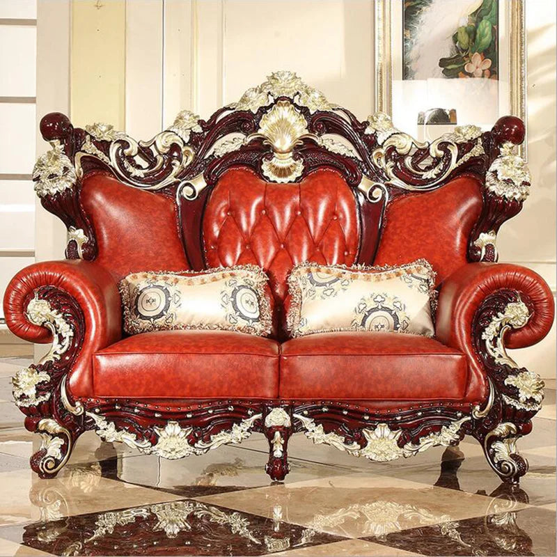 high quality  European  antique living room sofa furniture genuine leather set FS506