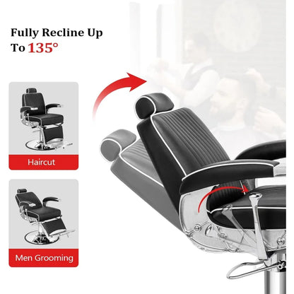 Professional All Purpose Chair with Footrest, Extra Wide Seat, Removable Headrest, Beauty Hairdressing Shampoo Tattoo Equipment