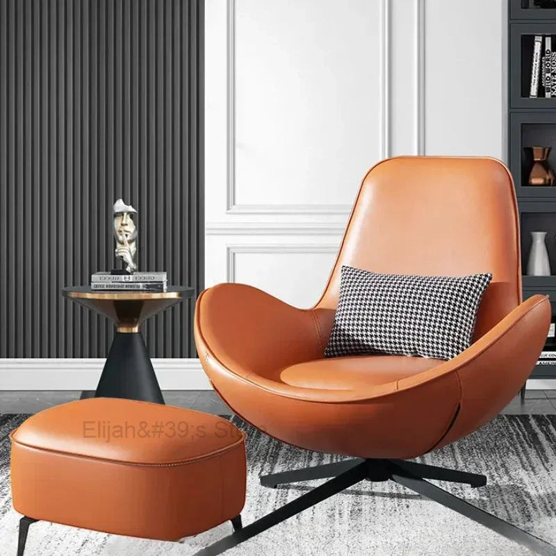 Nordic Design Chair Office Black Metal Leg Cushions Leather Relaxing Armchair Events Interior Silla Nordica Home Furniture