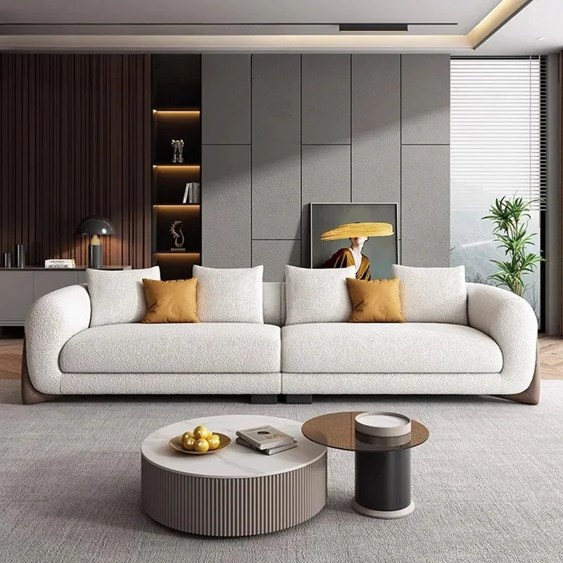 Minimalist Fabric Sofa Italian Small Living Room Modern Lounge Latex Sofa Designer Solid Wood Cream Style Lamb&
