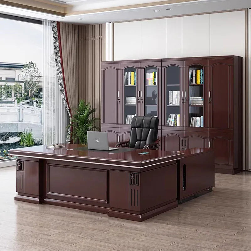 Wooden Retro Office Desk with Storage