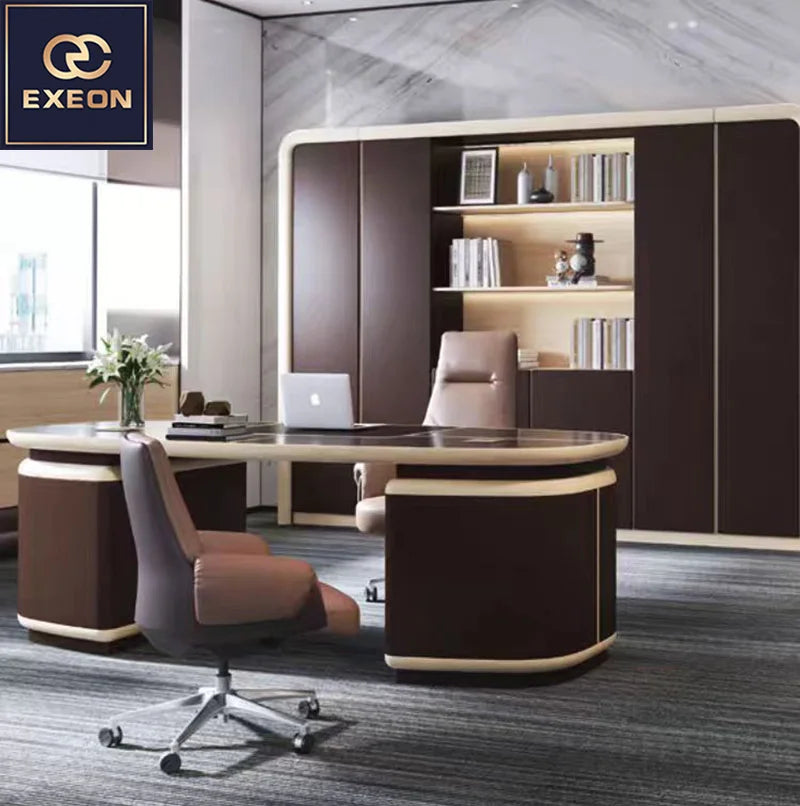 Luxury Modern Marble Computer Office Desk, High-Quality CEO & Manager Escritorio, Executive Home Office Furniture