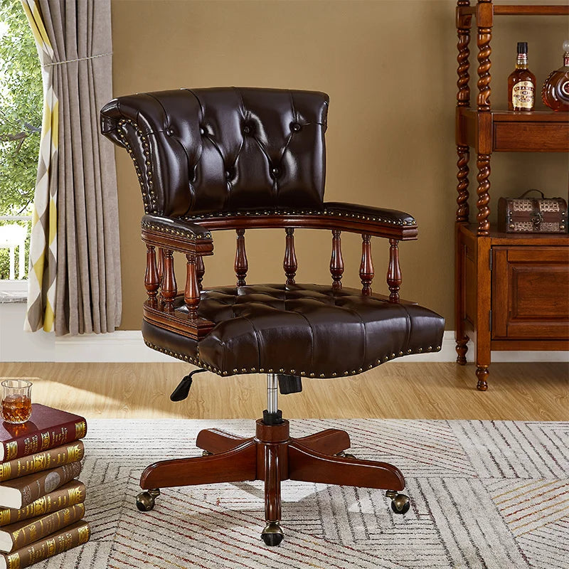 Solid Wood Computer Chair Leather Home Furniture Living Room Office Liftable Rotatable Desk Chair дизайнерская мебель muebles