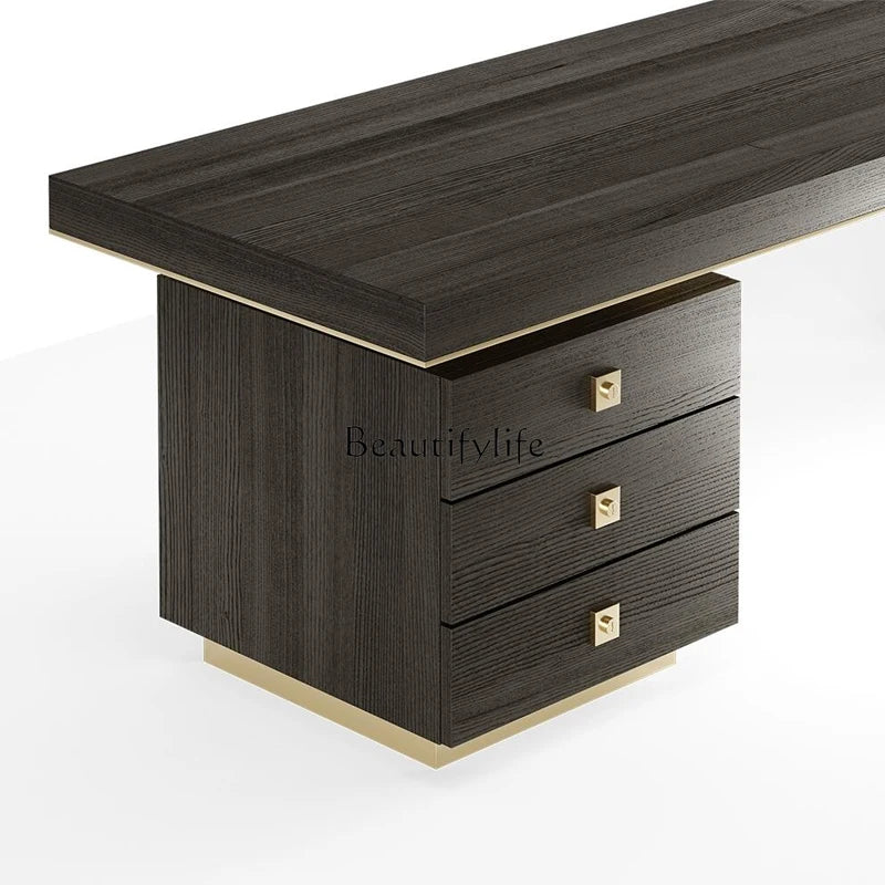 Italian Minimalist Minimalist Post-Modern Study Smoked Wood Light Luxury Desk