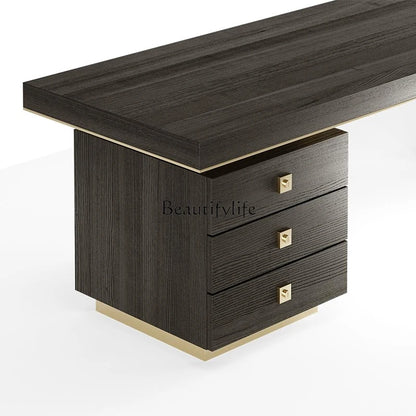Italian Minimalist Minimalist Post-Modern Study Smoked Wood Light Luxury Desk