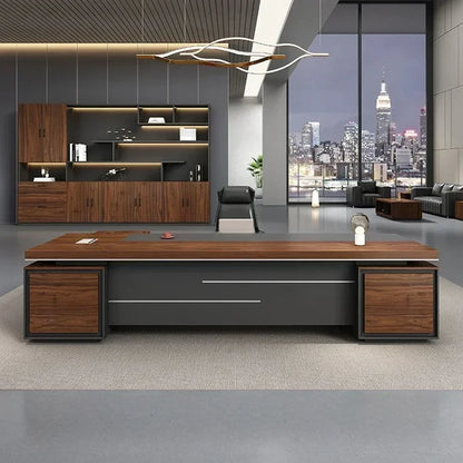 Mid-Century Modern L-Shaped Office Desk