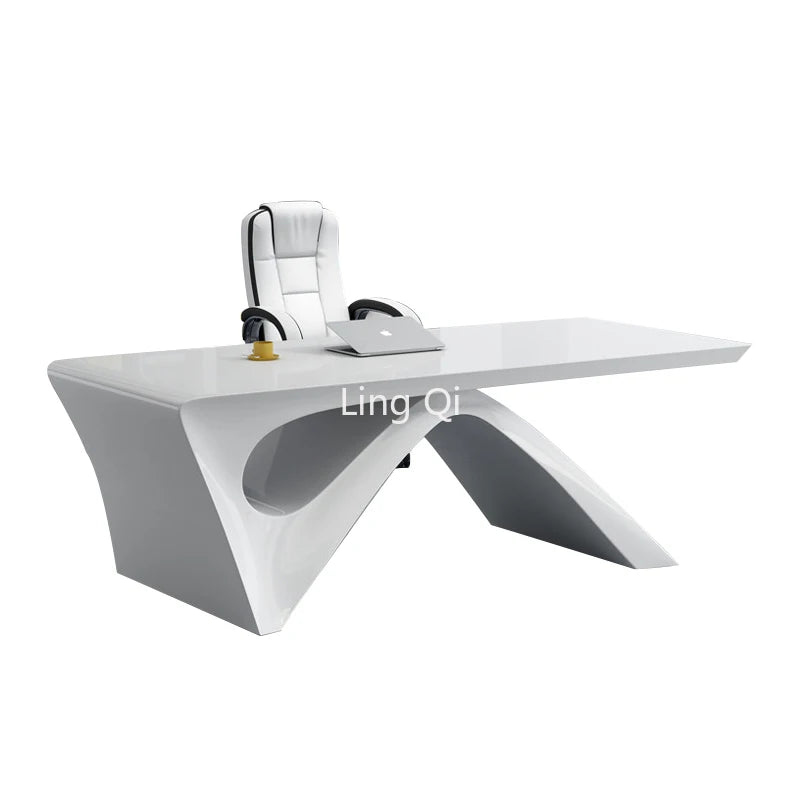 Designer Long Straight Office Desk White Vanity Girl Boss Drafting Computer Desks Cute Reception Bureau Meuble Home Furniture