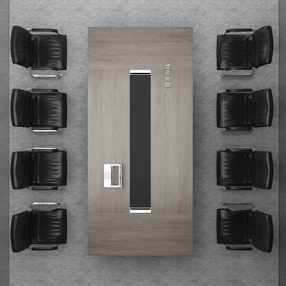 Modern Office Conference Table with Chairs, Long Desk and Reception Combo