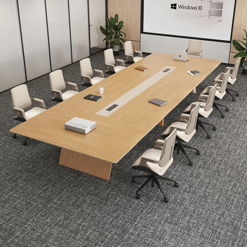 Modern Rectangular Conference Table with Chairs, Long Office Meeting Table