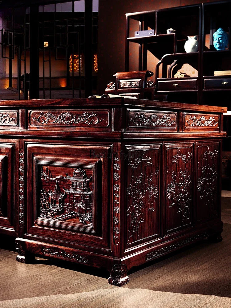 Rosewood Desk Solid Wood Indonesian Black Wood Boss Desk