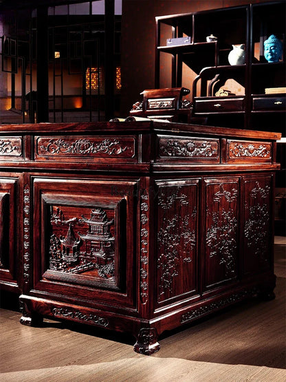 Rosewood Desk Solid Wood Indonesian Black Wood Boss Desk