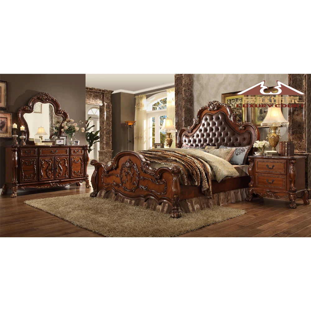 Luxury Bedroom Furniture Genuine Leather Queen/king Size Beds