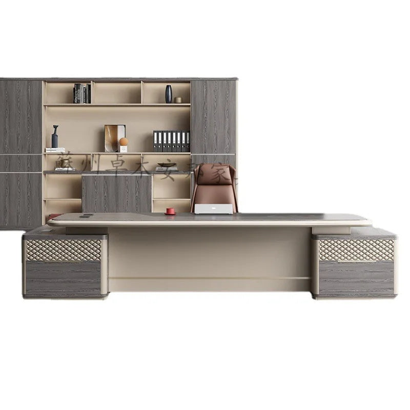 Simple And Modern President Office Desk And Chair Combination