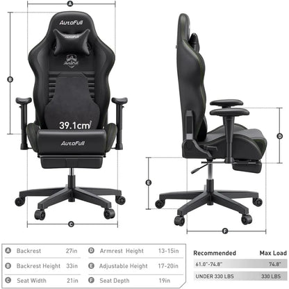 Gaming Chair PC Chair with Ergonomics Lumbar Support, Racing Style PU Leather High Back Adjustable Swivel Task Chair