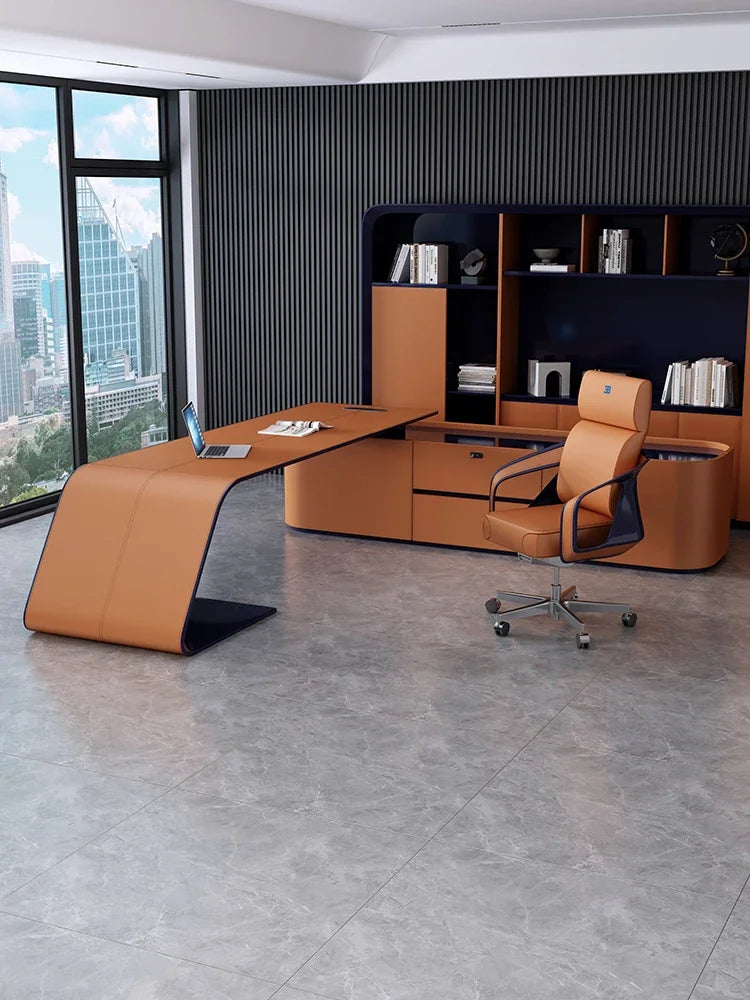 Italian Boss Table, President Table, Light Luxury, Modern High-end Villa, Large Desk, Office Leader, Office Desk And Chair