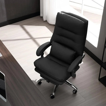 Office Chair with Foot Rest - High Back Executive Chair with Padded Linkage Armrests, Reclining Desk Chair with Wheels,