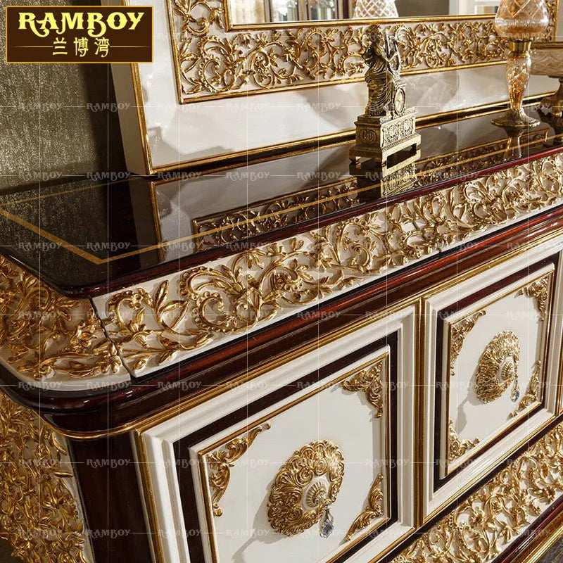 French luxury all solid wood side cabinet European high-end storage decorative cabinet