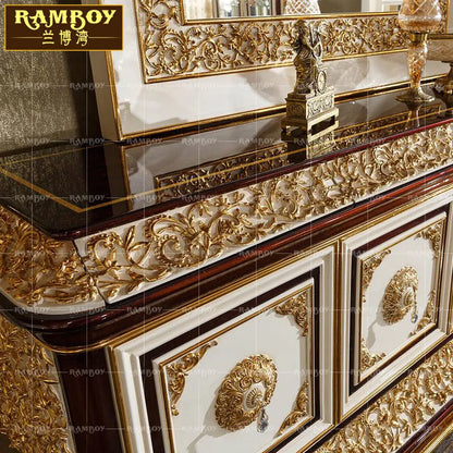 French luxury all solid wood side cabinet European high-end storage decorative cabinet
