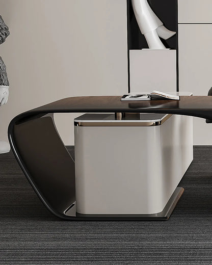 Commercial Solid Wood Leather Desk – Simple Modern Italian Design