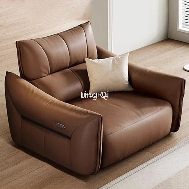 Home Cowhide Reclining Sofa Multifunction Luxury Modern Senior Club Meditation Couch European Adjustable Muebles Room Furniture