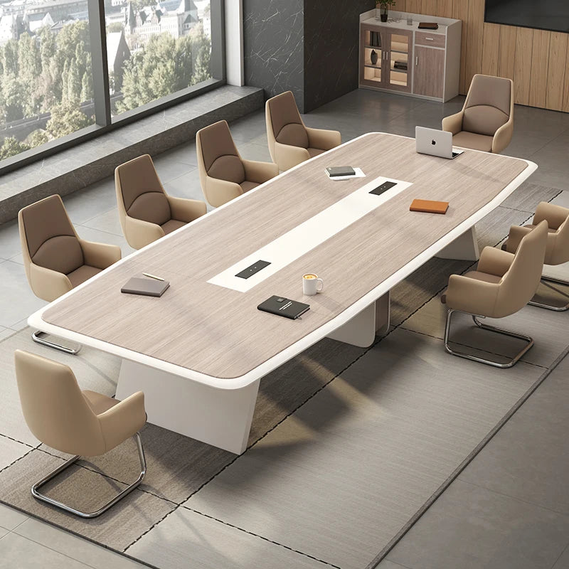 Modern Long Conference Table &amp; Chair Set
