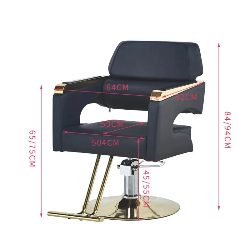 Light Luxury Stainless Steel Barber Chair Professional Salon Chairs for Hair Stylist Beauty Salon Lift Hairdressing Tattoo Chair