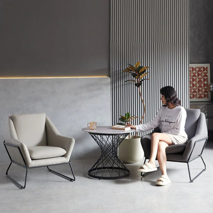 Luxury Chairs Metal Legs Leather Hand Rest Italian Design Home Room Bedroom Single Armchair Minimalist Poltrona Lounge Furniture