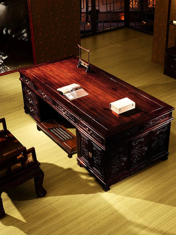 Rosewood Desk Solid Wood Indonesian Black Wood Boss Desk