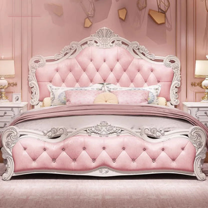 Princess Master Bed Frame Master High End Sleeping Wood Bed Frame Aesthetic White Muebles Para Dormitorio Nordic Furniture