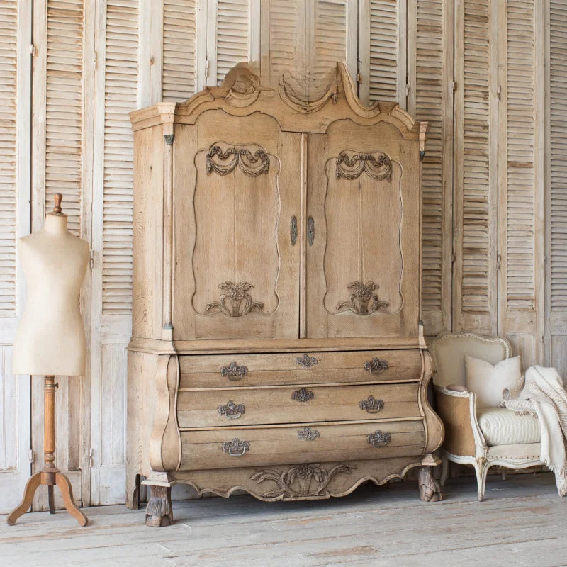 French Retro Carved Wood Wardrobe – Antique Decorative Cabinets and Lockers