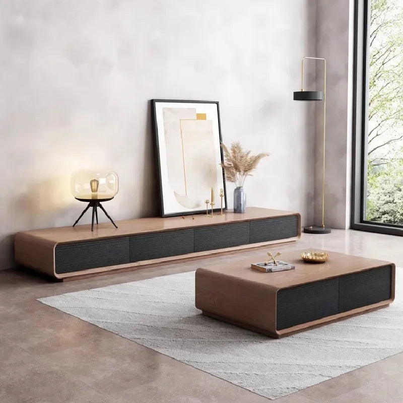 Modern TV Storage Console – Luxury Floating Shelves and Suspended Cabinet