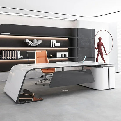 Advanced Paint Office Desk – Designer High-End Boss Desk, Creative White Manager &amp; Executive Table, Fashionable Furniture