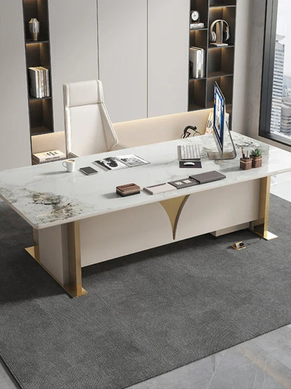 Modern Light Luxury Stone Plate Computer Desk Manager President Office Desk Female Boss