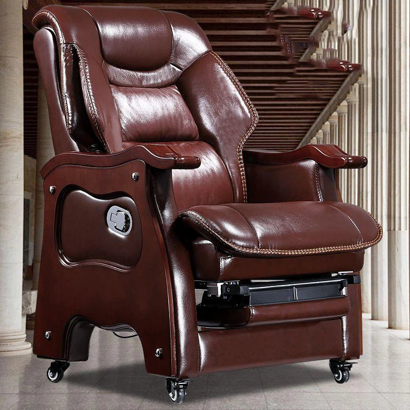 Leather Boss Office Chair Computer Back Support Arm Massage Design Office Chair Ergonomic Footrest Silla Oficina Furniture